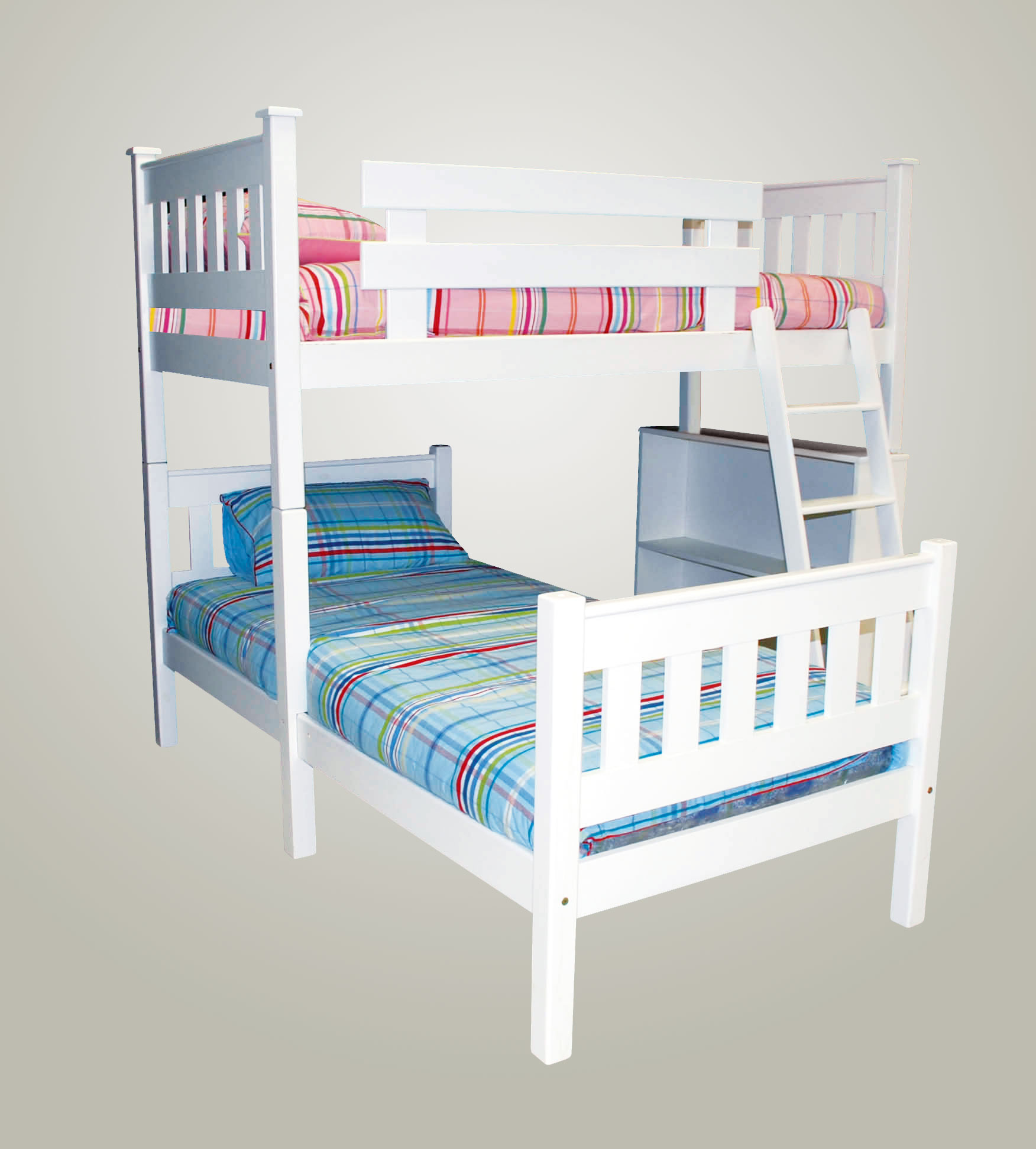 The Riley L Shaped Bunk Bed with BookShelf and Ladder Kids Cove