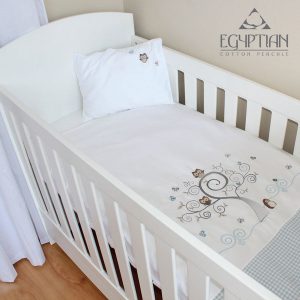 Baby owl-Blue gingham-duvet-cover-set