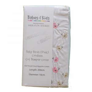 Pink baby birds cot bumper cover - Kids Cove