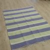Extra Large periwinkle blue green white stripe Rug 1