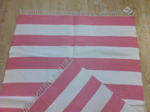 Extra Large Pink / White Stripe Rug