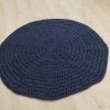 Large Round Navy Blue Crochet Rug