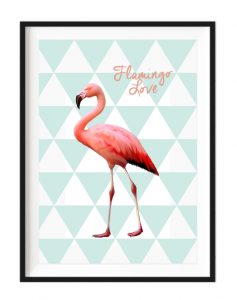 Flamingo Love white a4 framed print - Kids Cove