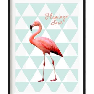 Flamingo Love white a4 framed print - Kids Cove