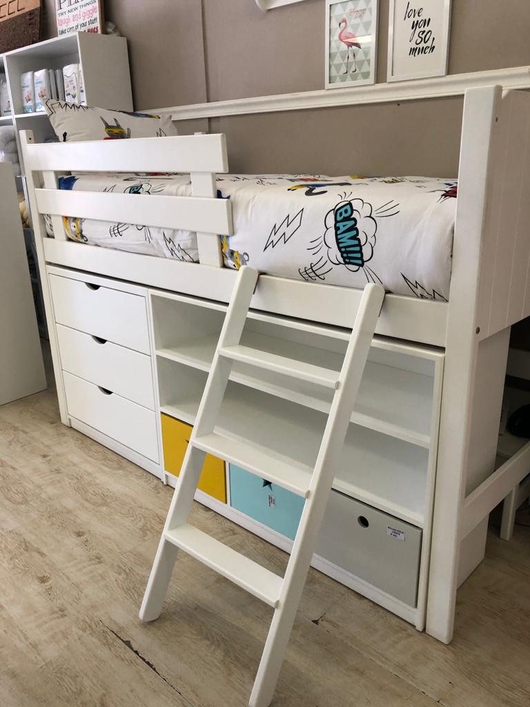 Layla Low Loft with Front Ladder and Removable Safety Rail