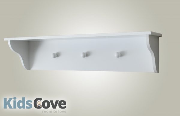 3 knob wall shelf - white - Kids Cove